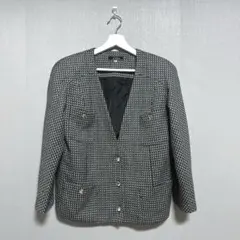 《Leilian》 レリアン (9) ノーカラー チェックジャケット 訳あり