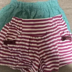 ハーフパンツセット 80サイズ 青・ストライプ　Bebe 2枚セット