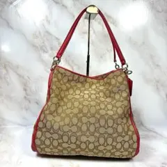 【未使用級】 コーチ フィービー トートバッグ キャンバス 赤 ワンショルダー