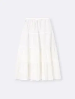 GU ティアードマキシスカート　白　M