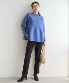 美品　アンフィーロ　イージーケア テーパードパンツ　ブラック　Lサイズ