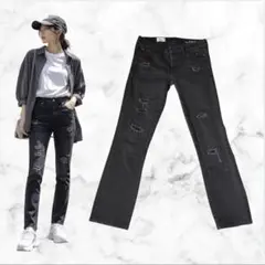 Gap 1969 ブラッククラッシュスキニーデニム W23 古着のサムネイル