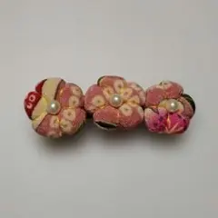 ちりめん 花モチーフ ヘアアクセサリー バレッタ