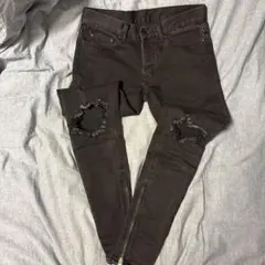 mnml ブラックデニムパンツ ダメージ加工