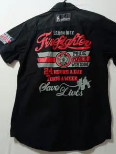 RESCUE SQUAD 黒 半袖ワークシャツ