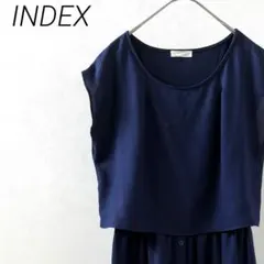 INDEX ひざ丈フレアワンピース クルーネック ノースリーブ ウエストゴムのサムネイル