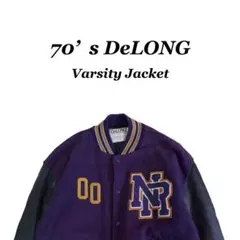 70s USA製 DeLONG アームレザー 刺繍ワッペン XL