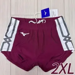 ミズノ　女子陸上レーシングショーツ(スパッツ型)　2XLサイズ　エンジ×ホワイトのサムネイル