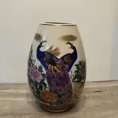 九谷焼 九谷清栄 花鳥図 花瓶 壺 孔雀 金彩 和風 インテリア 骨董 九谷焼 九谷清栄 花鳥図 花瓶 壺 孔雀 金彩 和風 インテリア 骨董