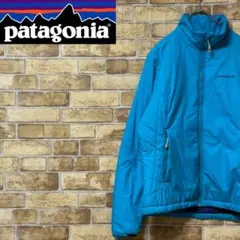 パタゴニア　マイクロパフジャケット　中綿　アウトドア　ブルー　古着女子　S