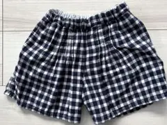 無印良品　ネイビー チェック ショートパンツ　100