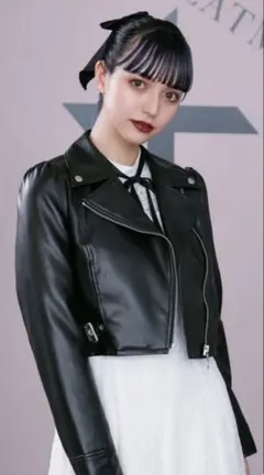 【EATME】フェイクレザーライダースジャケット ブラック Mサイズ