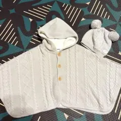 ミキハウス MIKI HOUSE ベビーポンチョ　ニットフード