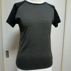 グレー/ブラック ラグランスリーブ TシャツL