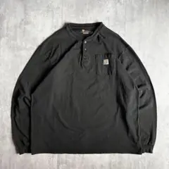 【00s carhartt】ヘンリーネック　ロンT ブラック　vintage
