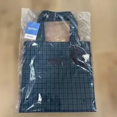 新品 ファミリア トートバッグ 青系ギンガムチェック グリーン 小