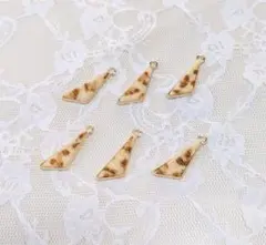 アニマル柄フェイクファー　チャーム 6個 ベージュブラウン アクセサリーパーツ