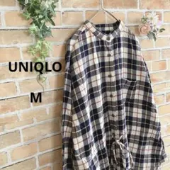 【ユニクロ】チェック　シャツワンピース　M 羽織り　シャツワンピ　長袖