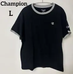 本日お値下終了Champion チャンピオンリンガーTシャツ黒Lサイズ 刺繍ロゴ
