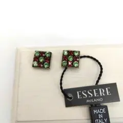 新品/未使用 イタリア製 スワロフスキークリスタル スクエアモチーフ ピアス