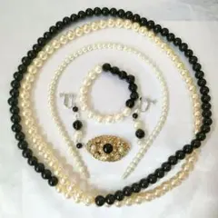 大振 パール スタイリッシュ アレルギー対応 ネックレスブローチ 5点 j76