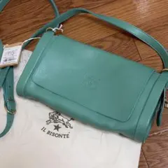 イルビゾンテ フラップ レザー ショルダーバッグ グリーン系 KSFU
