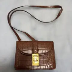 ブラウン クロコダイル風ショルダーバッグ
