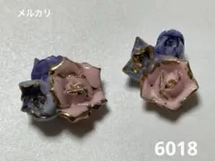 6018 カボション　2個　ジャパンヴィンテージ　バラ　陶器？