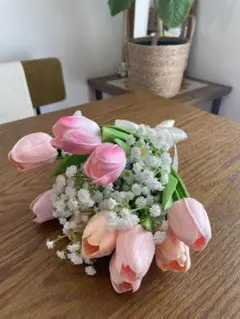 造花チューリップブーケ ピンククリーム