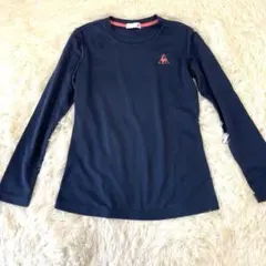 ルコックスポルティフ　ネイビー 長袖 Tシャツ ピンクロゴ