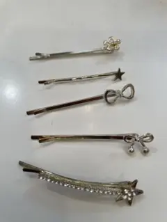 シルバーのデザインヘアピン5本セット