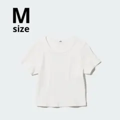 UNIQLO ユニクロ リブクロップドT 半袖 M ホワイト