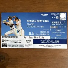 8/5 ホークスvs北海道日本ハム みずほプレミアムシートSS - メルカリ