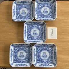 1705 深川製磁　百花菊　銘々皿揃　角皿　5客　未使用 1705 深川製磁 百花菊 銘々皿揃 角皿 5客 未使用