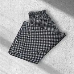 【美品】ZARA ギンガムチェック ワイドパンツ ウエストゴム M【A119】