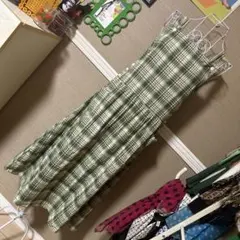 レトロ古着 チェック柄 ワンピース ヴィンテージ 古着 緑