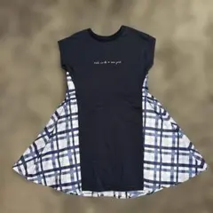 kate spade ネイビー チェック 切替ワンピース 120cm新品