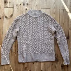 無印良品 ケーブル編み ハイネックセーター　ベージュ