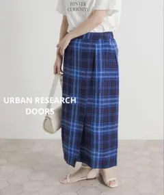 DOORS《ドアーズ 》チェックラップストレートスカート◆ BLUE ◆M