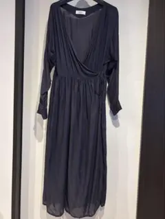 ネイビー カシュクールロングワンピースのサムネイル