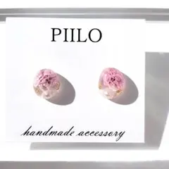 【No.144】花の小粒ピアス　ドライフラワー　ピンク　小さい　ミニ　パール