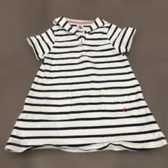 PETIT BATEAU ストライプ セーラー襟 ワンピース 18m 80cm