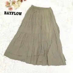 s.1429【ベイフロー】ロング フレア スカート ウエストゴム コットン100