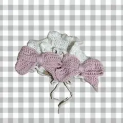 手編み　ヘッドドレス　イヤーマフ