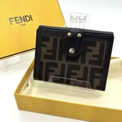 美品✨【鑑定済】FENDI｜ズッカ柄二つ折り財布｜レザー｜ブラウン｜ヴィンテージのサムネイル