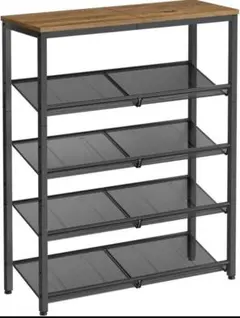 シューズラック 5段 メッシュ　棚調整可能 ヴィンテージ