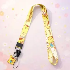 ポムポムプリン風 ネックストラップ サンリオ風 黄色 犬 キャラクター グッズ