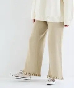 Crisp リブ フリル ニット パンツ