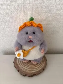ぬいぐるみ用 かぼちゃ帽子と花ポシェットセット はむにぎりのサムネイル