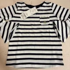フリル袖 白黒ストライプ 長袖カットソー 100cm